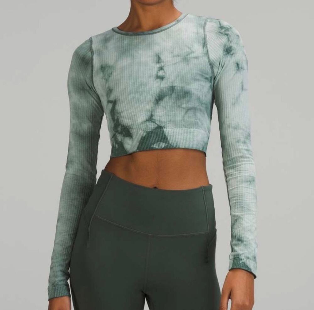 Lululemon Ebb to Street Long Sleeve Marble Dye Built In Sports Bra Size 4